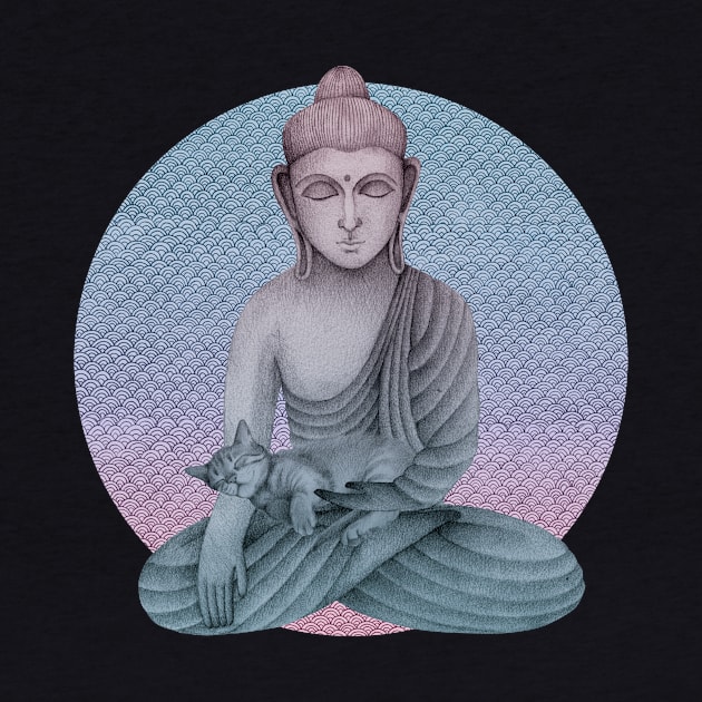 Buddha with cat 2 by KindSpirits